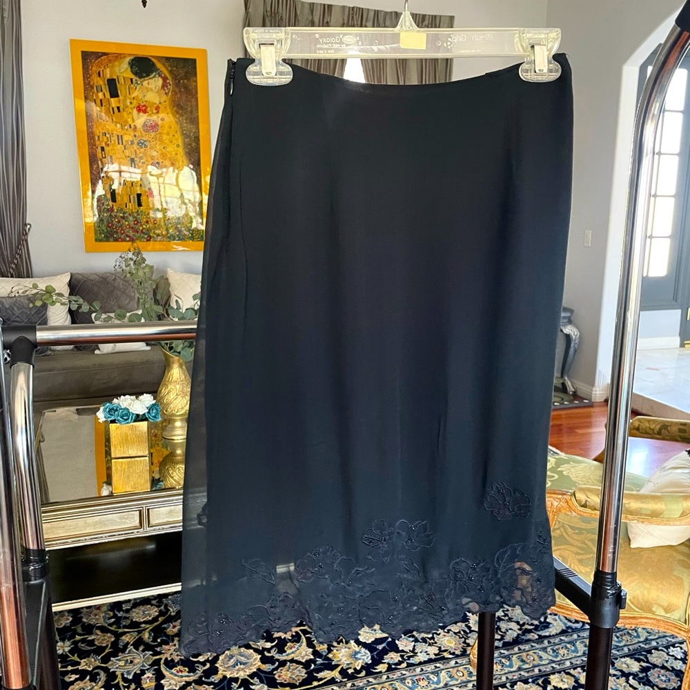 Silk black lace skirt size small